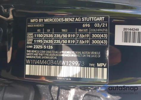 2021 Mercedes-Benz Glb 250 from USA, damaged, VIN W1N4M4GB4MW129973